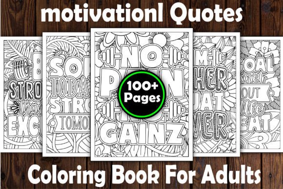 100+Motivationl Quotes Coloring Pages Grafik Ausmalseiten & Malbücher für Erwachsene Von Graphics Design Studio