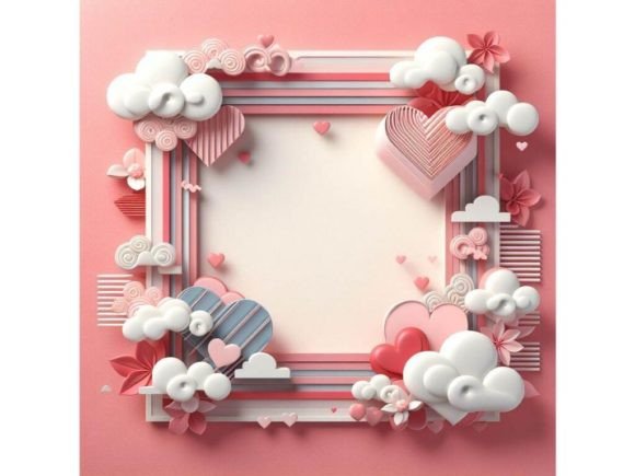 4 Valentines Frame - Vector. Hearts Fram Gráfico Ilustraciones Imprimibles Por A.I Illustration and Graphics
