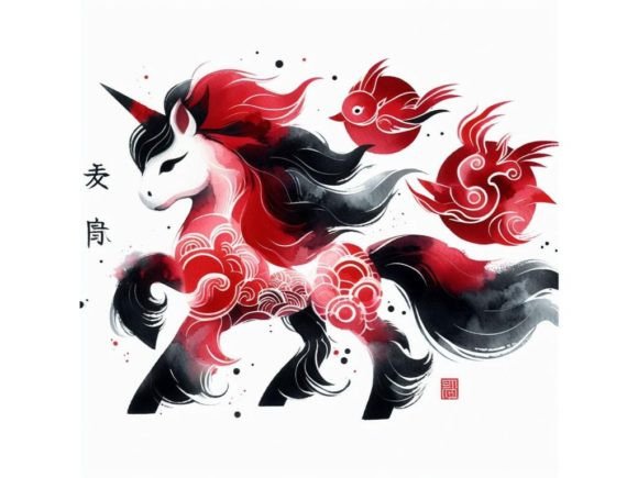 4 Watercolor Cute Unicorn Graphic Illustrations By A.I Illustration and Graphics