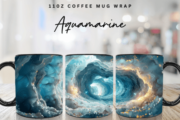 Aquamarine 11oz Mug Wrap Design Graphic Graphic Templates By melina wester