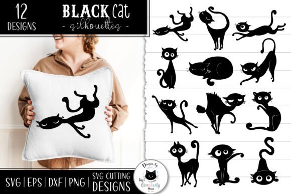 Black Cat SVG Files | Cat Silhouettes Gráfico Manualidades Por Ivy’s Creativity House