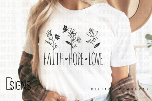 Christian Flowers Faith Sublimation Gráfico Designs de Camisetas Por DSIGNS