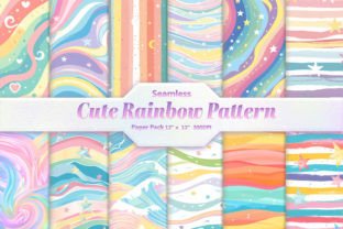 Cute Rainbow Pattern Digital Paper Graphic Backgrounds By DifferPP 1