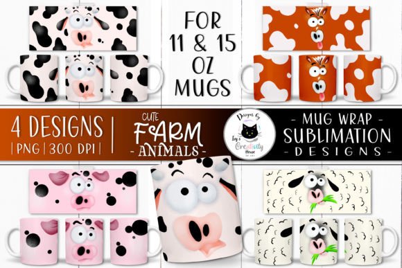 Funny Farm Animal Mug Designs Gráfico Manualidades Por Ivy’s Creativity House