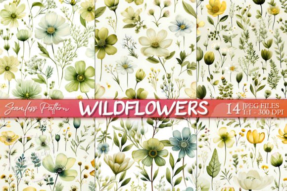 Green Spring Wildflowers Pattern Graphic Patterns By Summer Digital Design