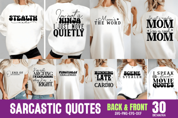 Sarcastic Quotes Front & Back SVG Bundle Graphic Crafts By CraftArt