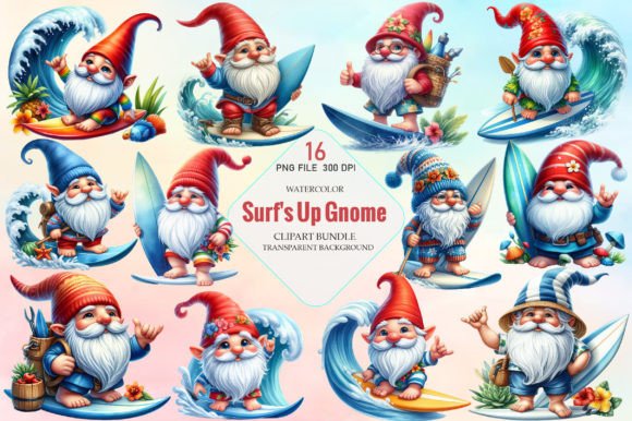 Surf's Up Gnomes Clipart Bundle Graphic Illustrations By ChloeArtShop