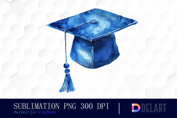 Watercolor Graduation Hat Clipart, Wate Afbeelding Afdrukbare Illustraties Door DelArtCreation