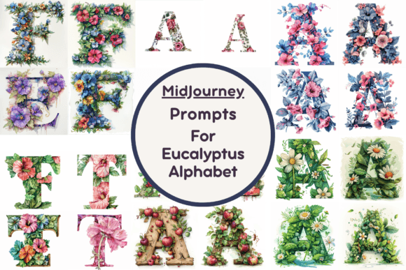Watercolor Eucalyptus Alphabets Grafik Druckbare Illustrationen Von Milano Creative