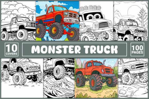 100 Monster Truck Coloring Pages Graphic Coloring Pages & Books Kids By GLASSYMART