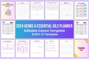 2024 Herbs & Essential Oils Planner Illustration Intérieurs KDP Par munjixpro 1