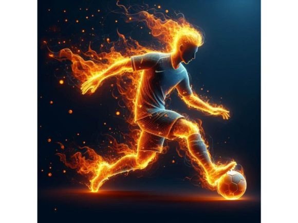 4 Fire Soccer Player. Fiery Football Pla Graphic Illustrations By A.I Illustration and Graphics