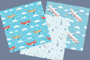 Airplane Decoration Digital Paper Graphic Patterns By Mehtap 2