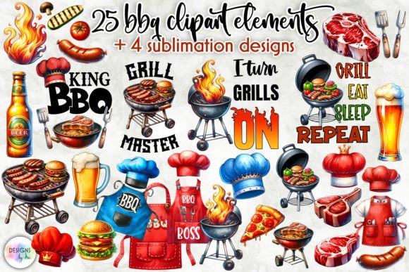 BBQ Clipart Bundle, Barbeque Sublimation Gráfico Manualidades Por Designs by Ira