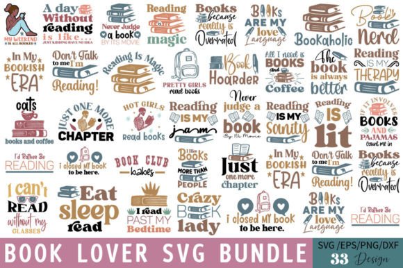 Book Lover Svg Bundle Gráfico Manualidades Por DollarSmart