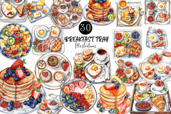Breakfast Time Watercolor Clipart Graphic Illustrations By Paper Artsthetics