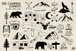 Camping SVG PNG EPS Grafica Illustrazioni Stampabili Di HappyWatercolorShop 4