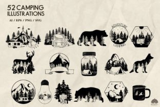 Camping SVG PNG EPS Graphic Illustrations By HappyWatercolorShop 4