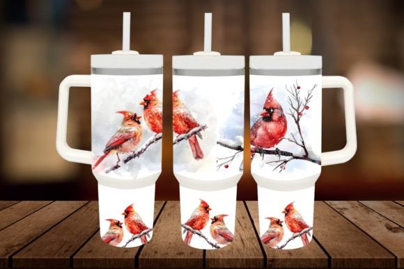 Cardinal Birds 40oz Tumbler Png Graphic Graphic Templates By little rabbit 995