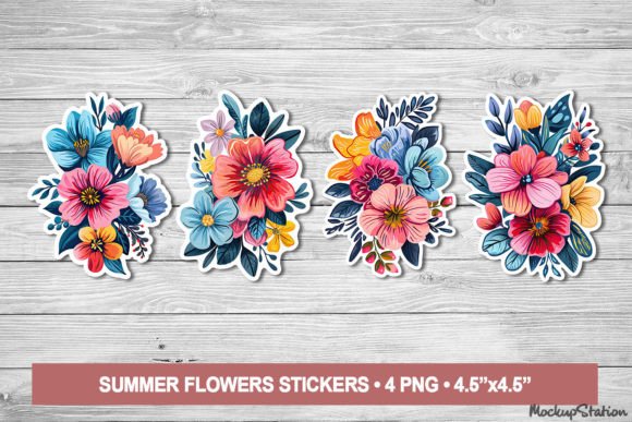 Flower Stickers | Garden Floral Summer Gráfico PNG transparentes AI Por Mockup Station