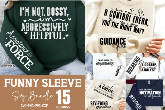 Funny Quotes Sleeve Shirt SVG Bundle Graphic T-shirt Designs By CraftArt