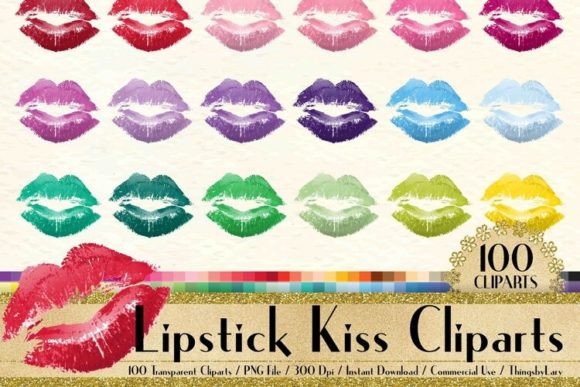 Lipstick Kiss Print Clip Arts PNG Graphic Illustrations By ThingsbyLary
