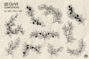 Olive Decorative Ornaments SVG PNG EPS Afbeelding Afdrukbare Illustraties Door HappyWatercolorShop 2