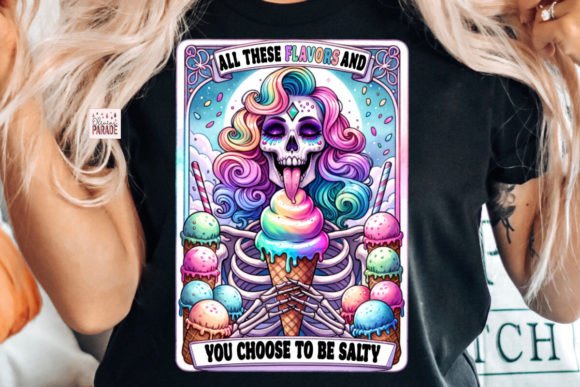 Salty Skeleton Tarot PNG Ice Cream Graphic Print Templates By oliviasparade