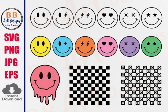 Smiley Face SVG, Checkered Happy Smile Graphic Crafts By BB Art Designs