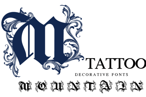 Tattoo Mountain Gebrochene Schriftarten Schriftart Von KinnareeART