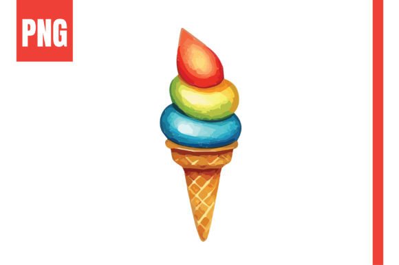 Watercolor Ice Cream PNG Graphic AI Graphics By Endro