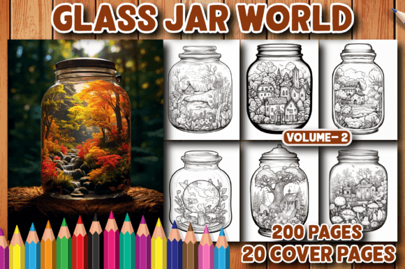 200 Glass Jar World Coloring Pages V-2 Graphic Coloring Pages & Books Adults By MN DeSign