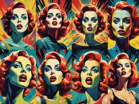 32 Images Woman in the Style of Pop Art Gráfico Ilustraciones Imprimibles Por 1xMerch