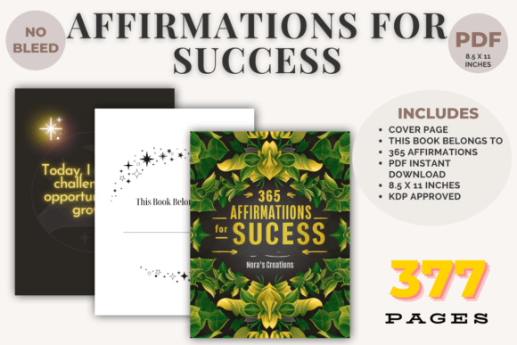 365 Affirmations for Success Ebook Graphic KDP Interiors By Nora as
