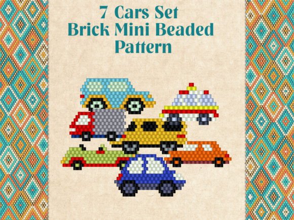 7 Beaded Cars Set Graphic Beading Patterns By KseniyaOmega