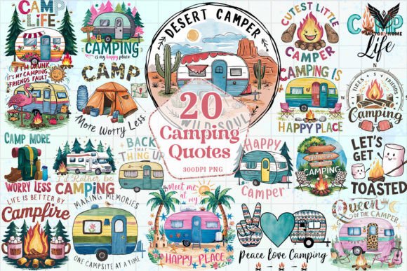 Camping Quotes Clipart PNG Graphics Graphic Crafts By VictoryHome