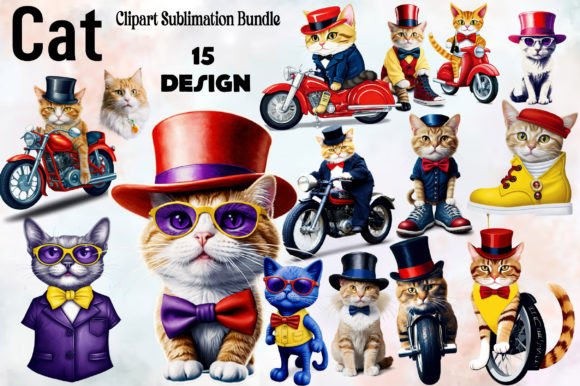 Cat Sublimation Clipart Bundle Afbeelding Afbeeldingen Sjablonen Door Bundle