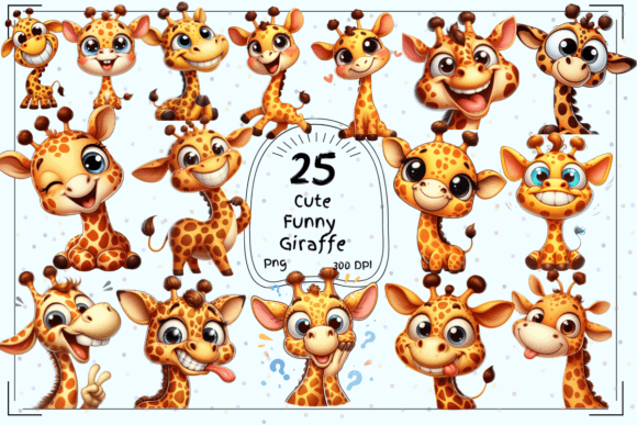 Cute Funny Giraffe - Whimsical Clipart Gráfico Ilustraciones Imprimibles Por Hamees Store
