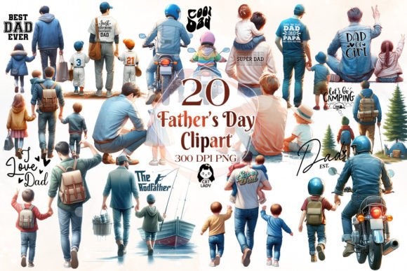 Father's Day Sublimation Clipart Bundle Graphic Illustrations By Cat Lady