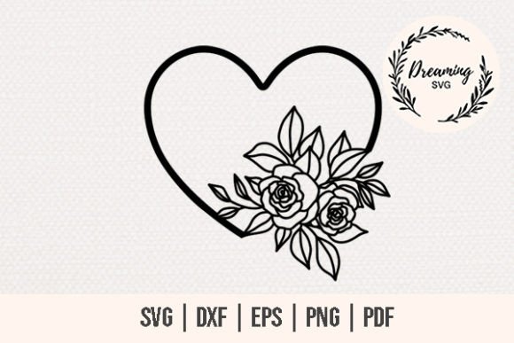 Floral Valentine Heart SVG Graphic Illustrations By DreamingSVG