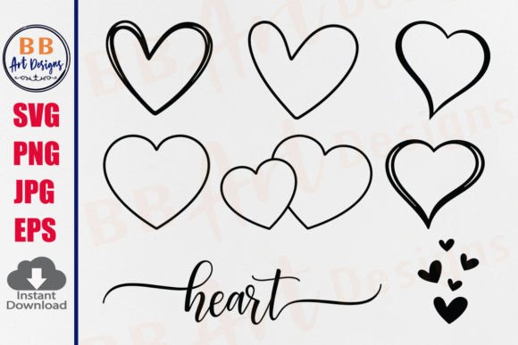 Heart Outline SVG, Scribble Heart PNG Grafica Creazioni Di BB Art Designs