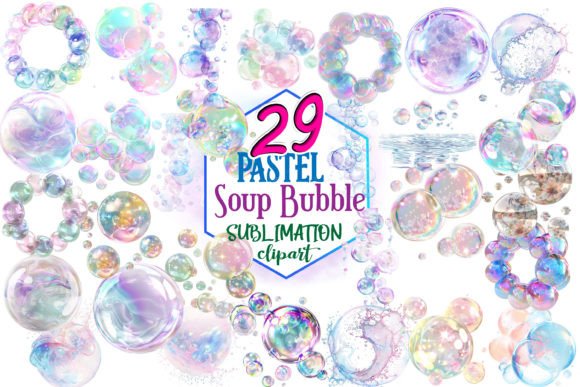 Pastel Soap Bubbles Sublimation Clipart Grafik Druckbare Illustrationen Von Md Shahjahan