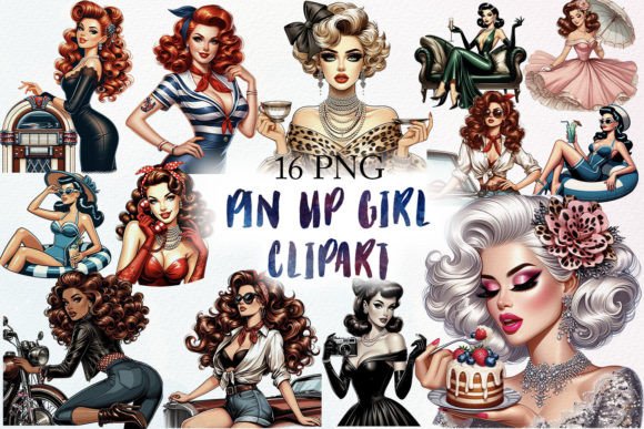 Pin-up Girl Sublimation Bundle Graphic Illustrations By DS.Art