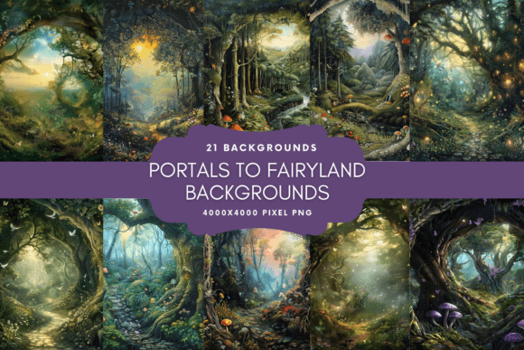 Portals to Fairyland Backgrounds Grafika Tła Przez Enchanted Marketing Imagery