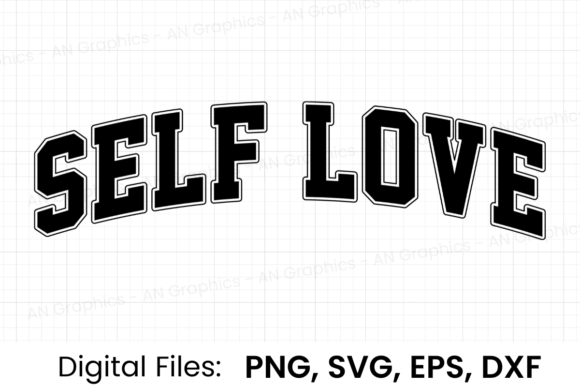 Self Love Retro Varsity SVG Grafica Design di T-shirt Di AN Graphics