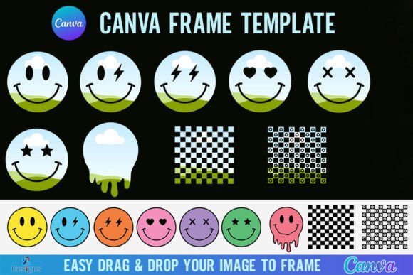 Smiley Face Smile Canva Frame Template Grafik Plotterdateien Von 2B Designs