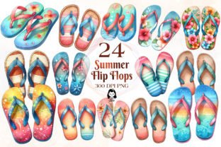 Summer Flip Flops Sublimation Clipart Graphic Illustrations By Cat Lady 1