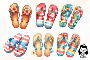 Summer Flip Flops Sublimation Clipart Graphic Illustrations By Cat Lady 2