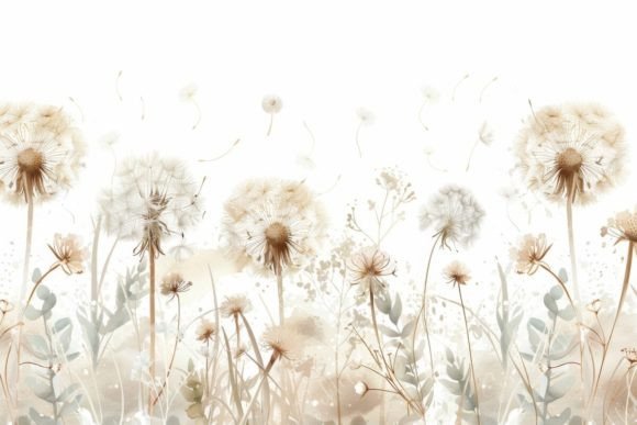 A Field of Dandelion Seed Heads Graphic AI Patterns By Sun Sublimation