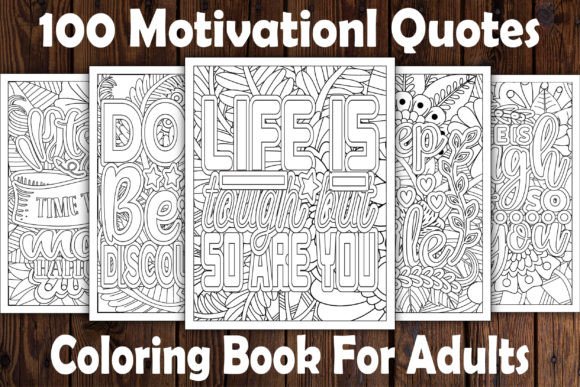 100 Motivationl Quotes Coloring Pages Graphic Coloring Pages & Books Adults By Graphics Design Studio
